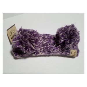 C.C. Beanie Kids Double Pompom Headband Purple
